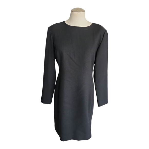 VTG JG Hook 100% Wool Black Sheath Dress 8P | Elegant Crepe Midi LBD - Picture 1 of 9